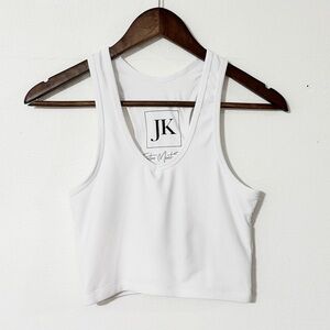 JadyK White Ribbed Crop Athletic Tank S/M